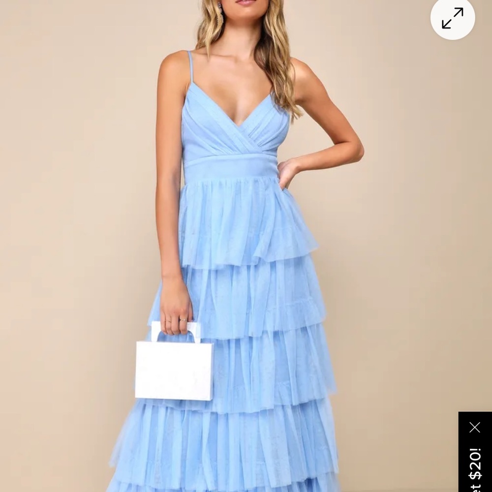 Lulu's Sky Blue Layered Maxi Dress